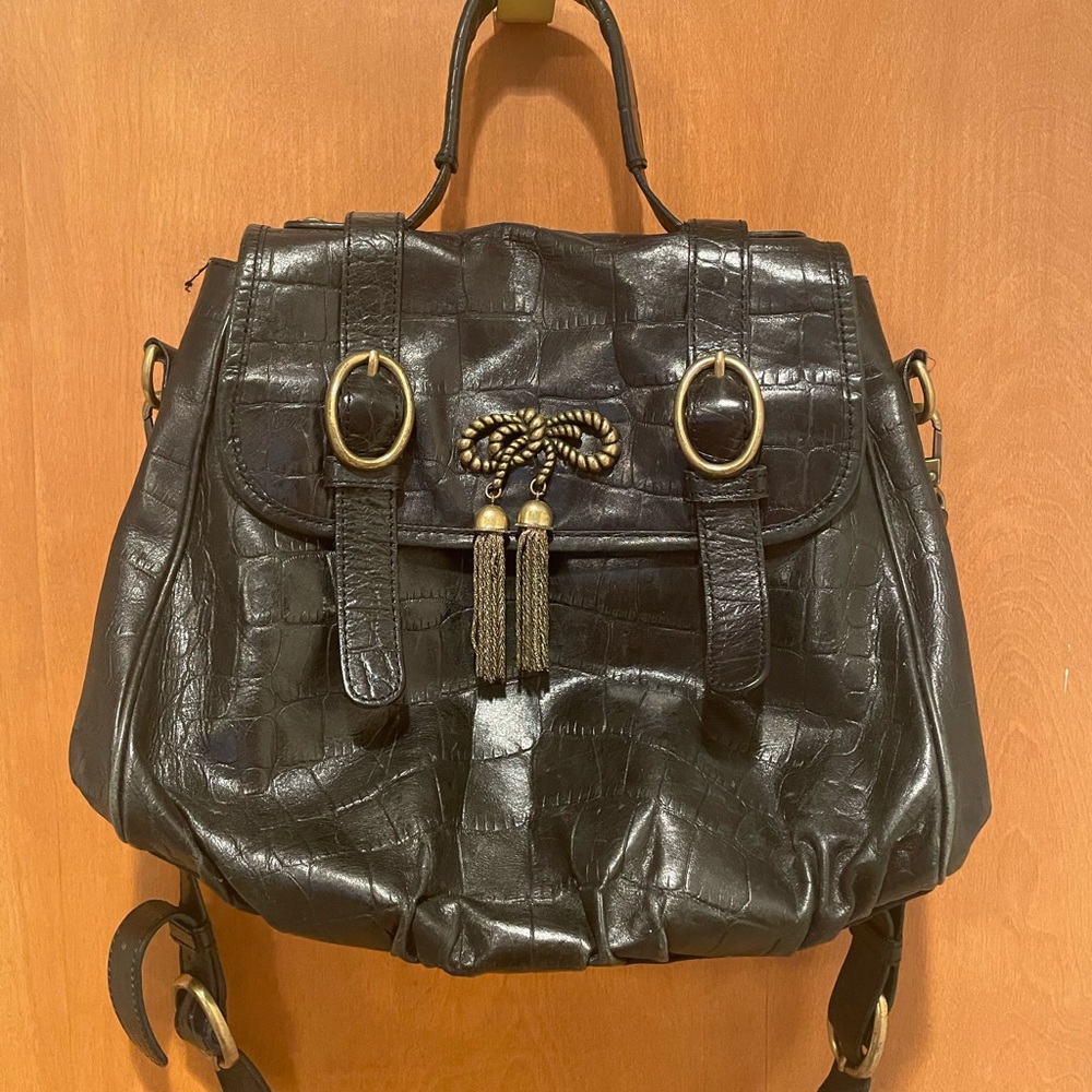 Betsy Johnson black leather purse